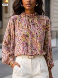 Abstract print high neck blouse