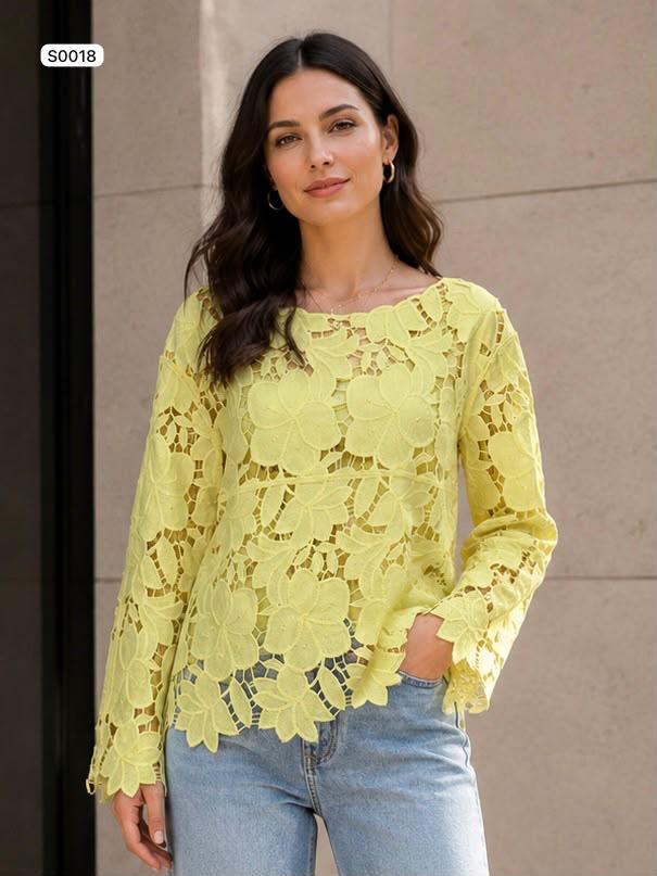 Boat neck full sleeve lace blouse