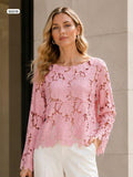 Boat neck full sleeve lace blouse