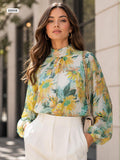 Floral print high neck blouse