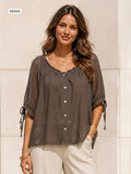 Textured button up blouse