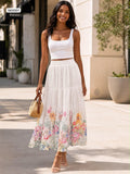 Floral tiered maxi skirt