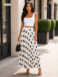 Pleated polka dot max skirt