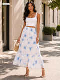 Floral tiered maxi skirt