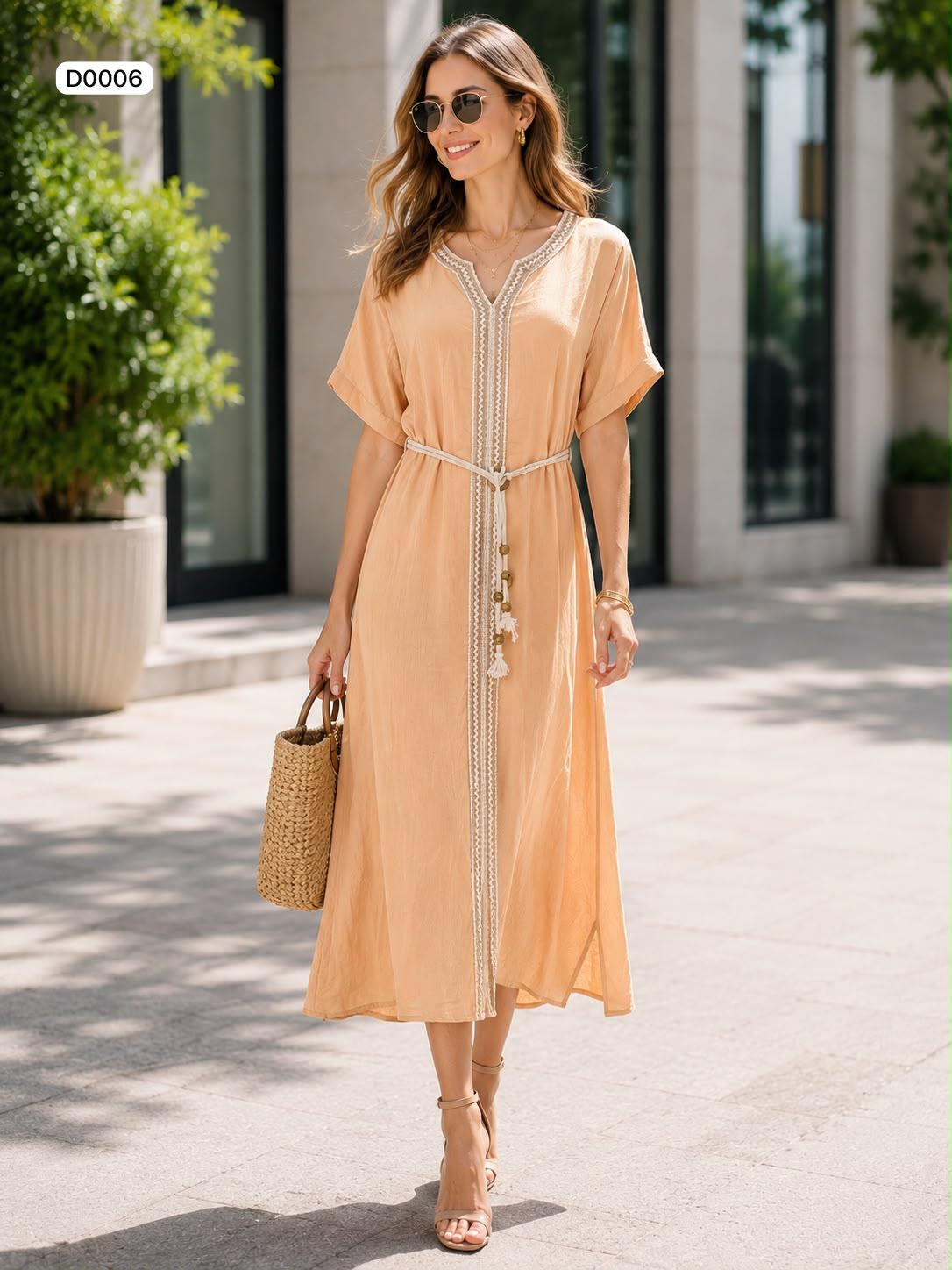 Floral print V neck midi dress with elasticated waist