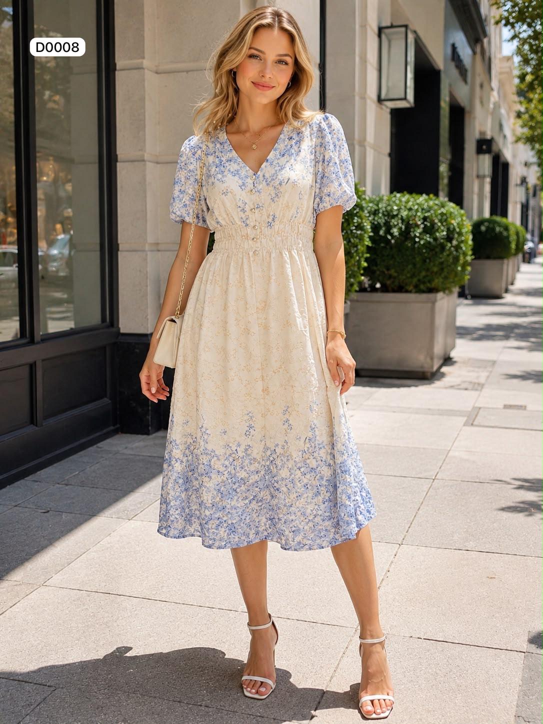 Relaxed fit midi dress with decorative placket and rope belt