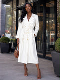 Belted trench coat style midi dress