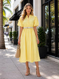 Button up midi dress with belt