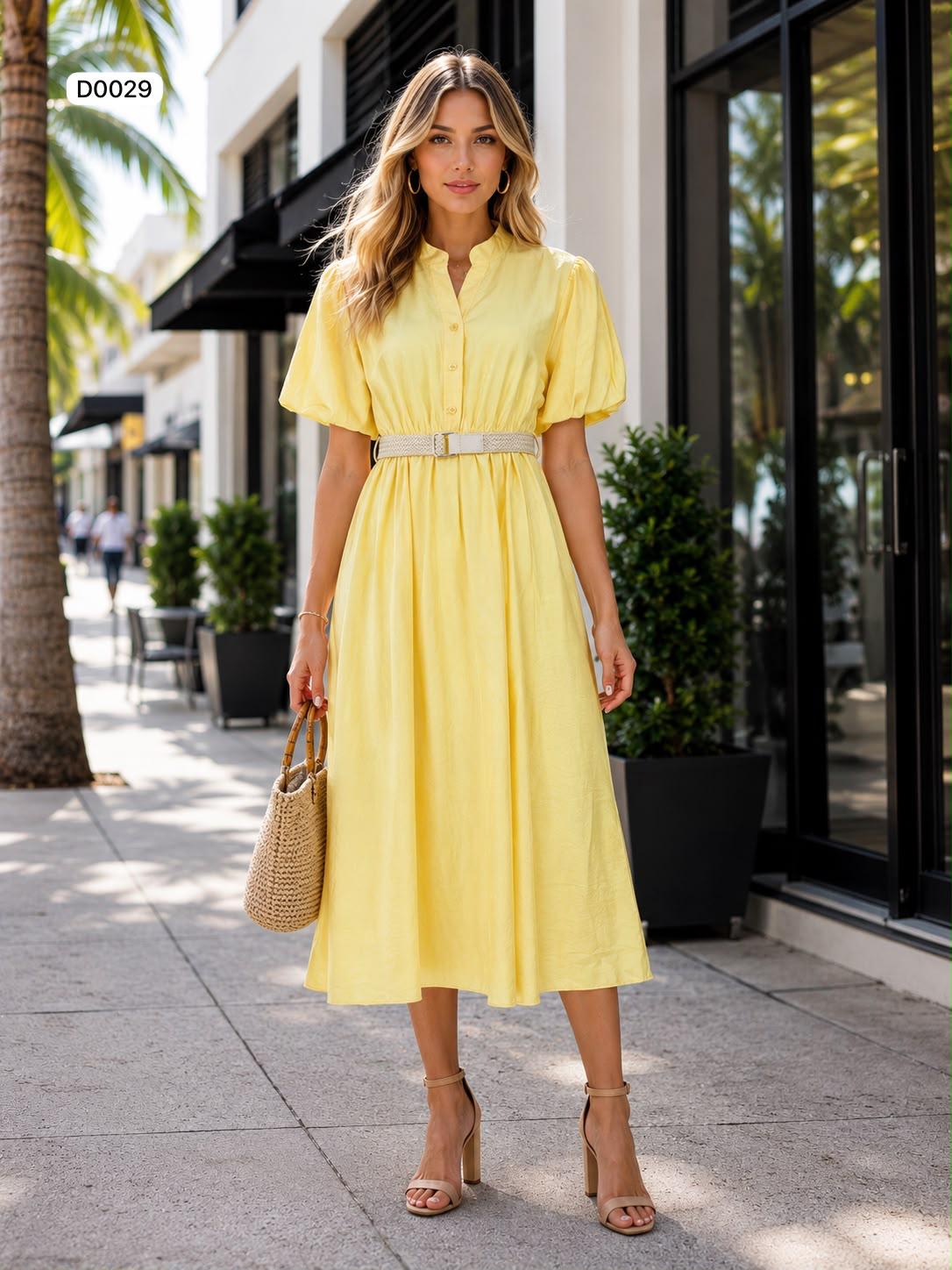 Button up midi dress with belt